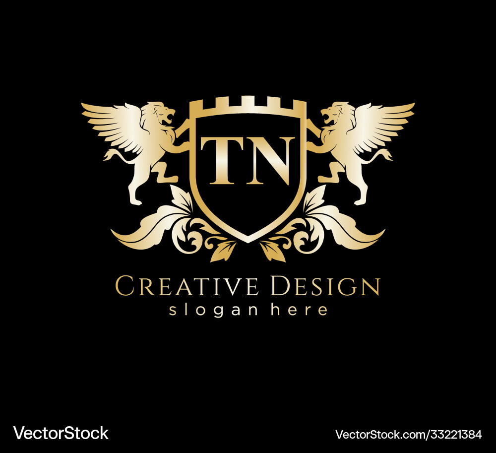 Royal Letter T&N Logo Vector Image