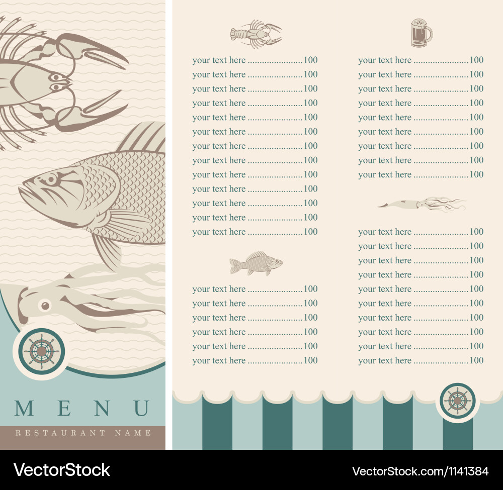 Seafood Restaurant Menu Royalty Free Vector Image