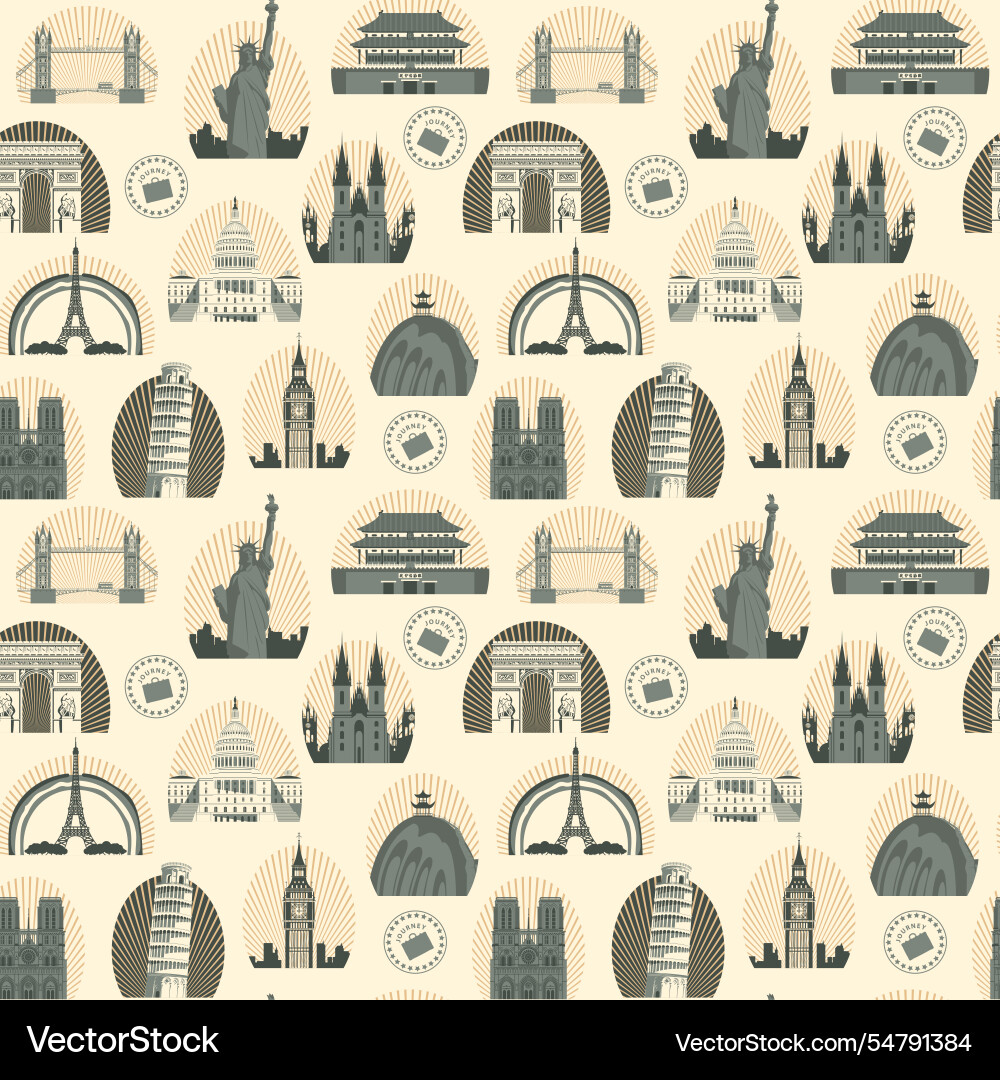 Seamless pattern with architectural landmarks Seamless pattern with architectural landmarks vector image