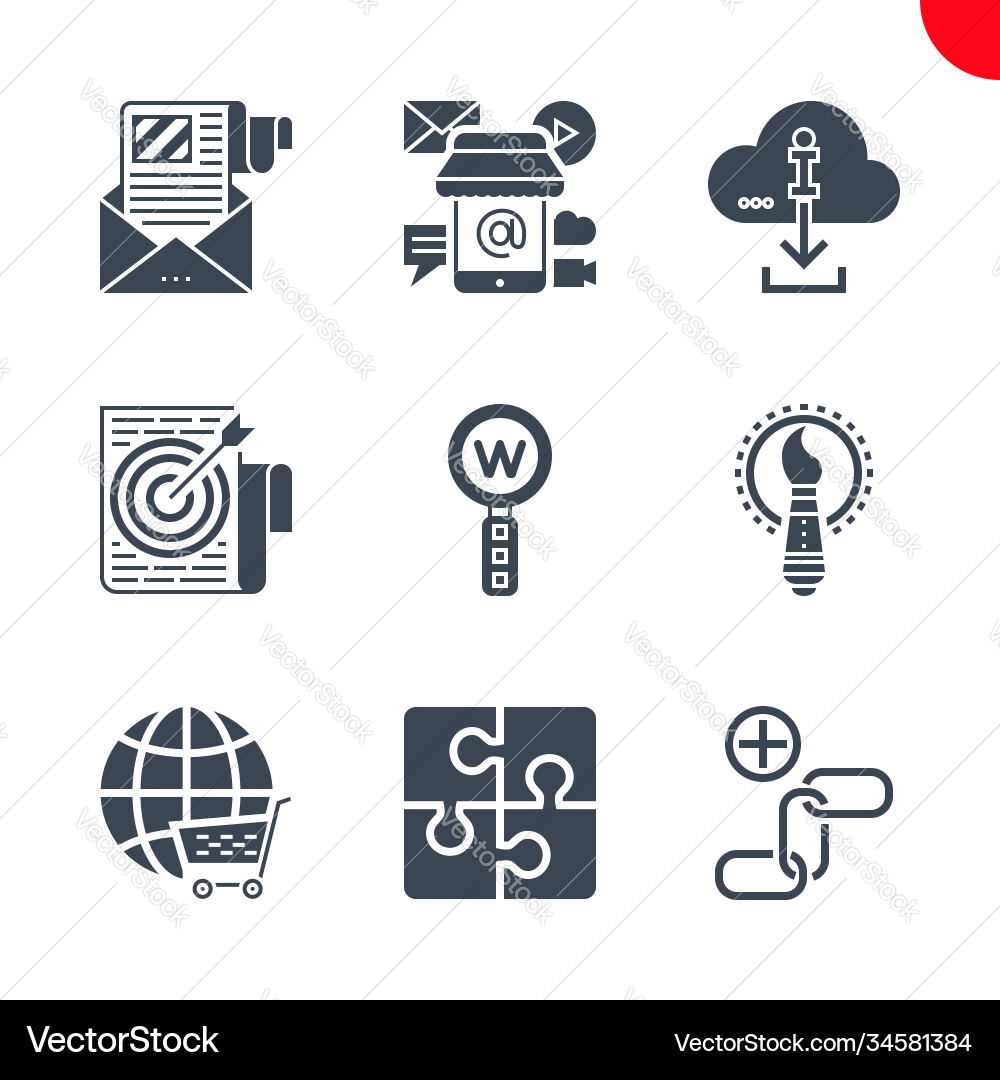 Seo and web opimization icons set Seo and web opimization icons set vector image