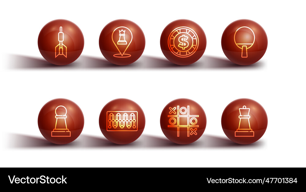 Set line dart arrow chess racket tic tac toe Vector Image