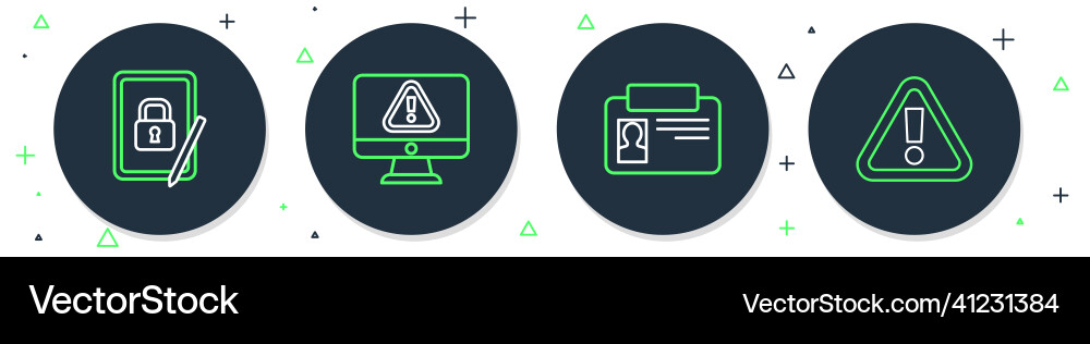 Set line monitor with exclamation mark Set line monitor with exclamation mark Vector Image
