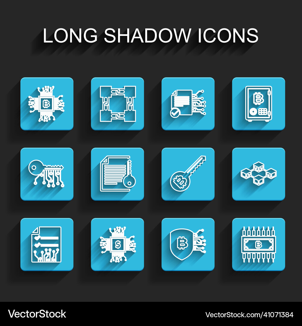 Set line smart contract processor chip Set line smart contract processor chip vector image