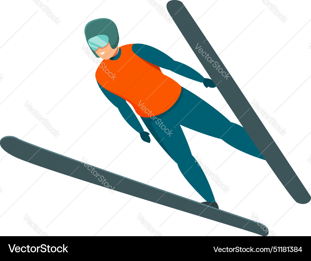 Ski active man icon cartoon travel person Ski active man icon cartoon travel person vector image