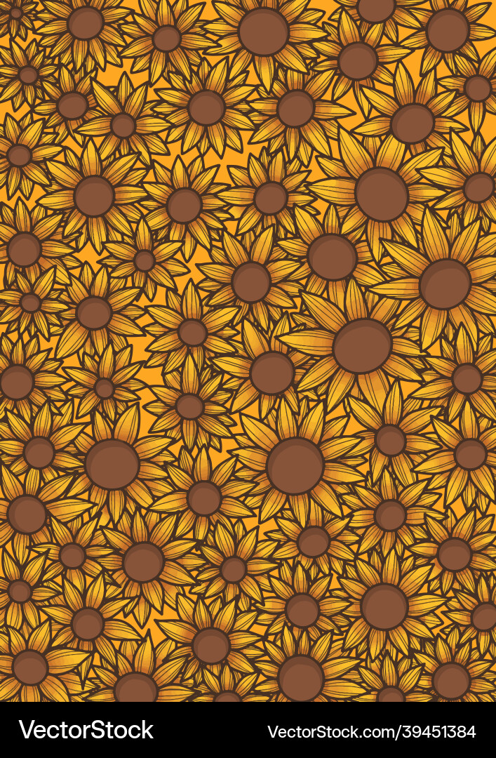 Sunflower doodle background for summer season Sunflower doodle background for summer season vector image