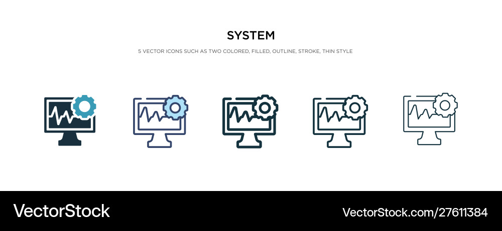 System icon in different style two colored System icon in different style two colored vector image
