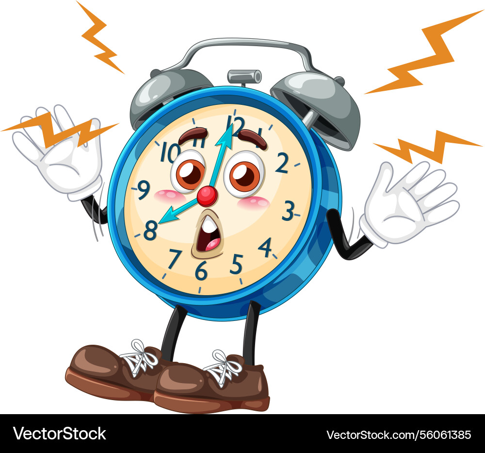 A playful of an animated alarm clock A playful of an animated alarm clock vector image