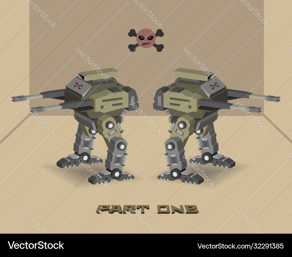 Abstract 3d military biped robots with duplicate Abstract 3d military biped robots with duplicate vector image