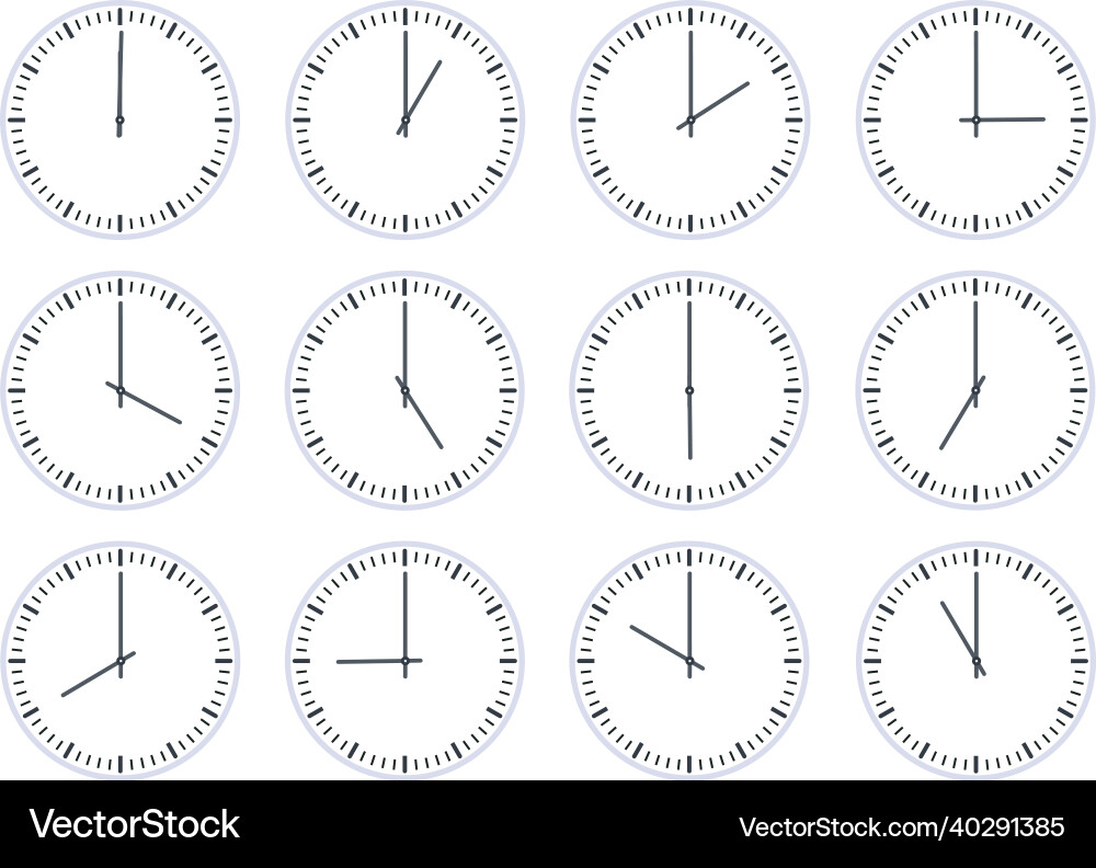 Analog circle clock show time every hour icon Analog circle clock show time every hour icon vector image