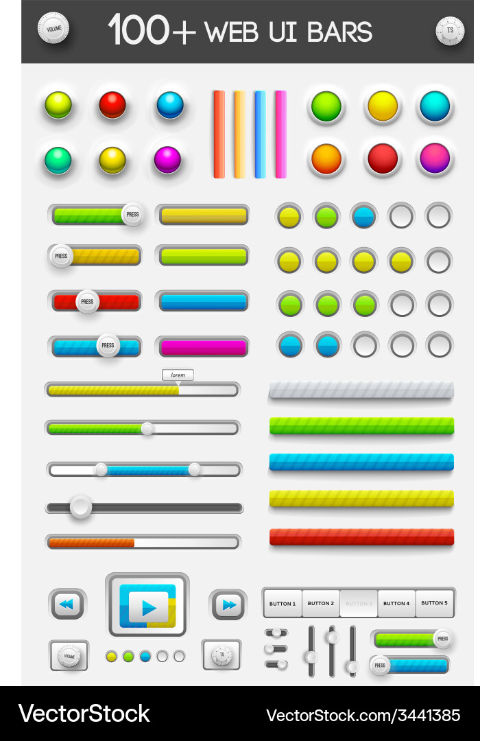 Big collection of web ui elements Vector Image