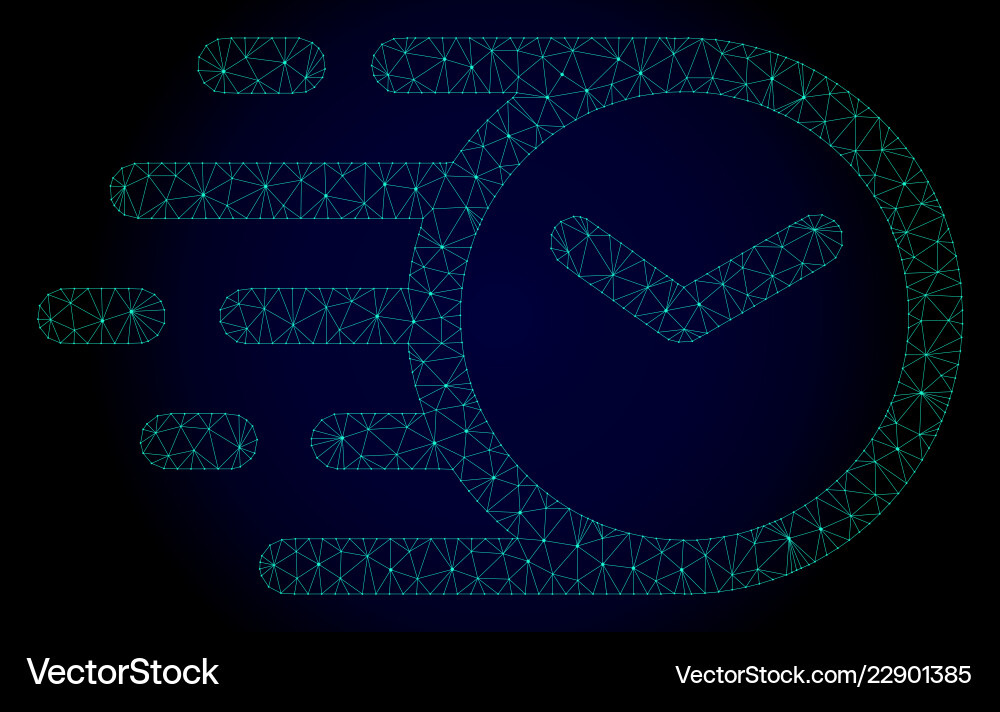 Clock polygonal frame mesh with fast motion Clock polygonal frame mesh with fast motion vector image