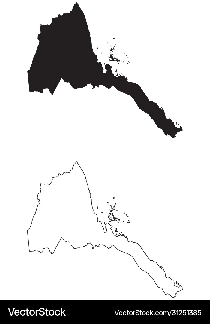 Eritrea country map black silhouette and outline Vector Image