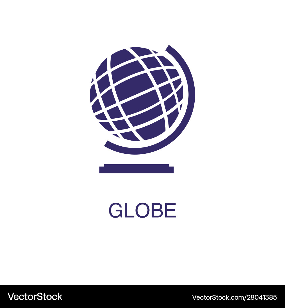 Globe element in flat simple style on white vector image