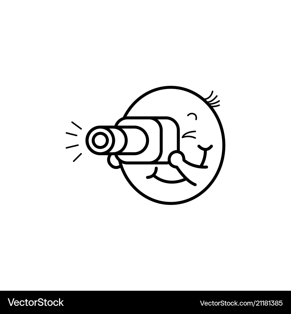 Happy Smiley Emoji with Camera Vector Image