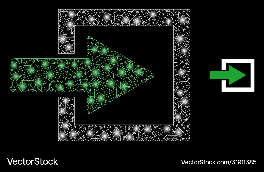 Import arrow - bright web mesh with glare spots Import arrow - bright web mesh with glare spots vector image