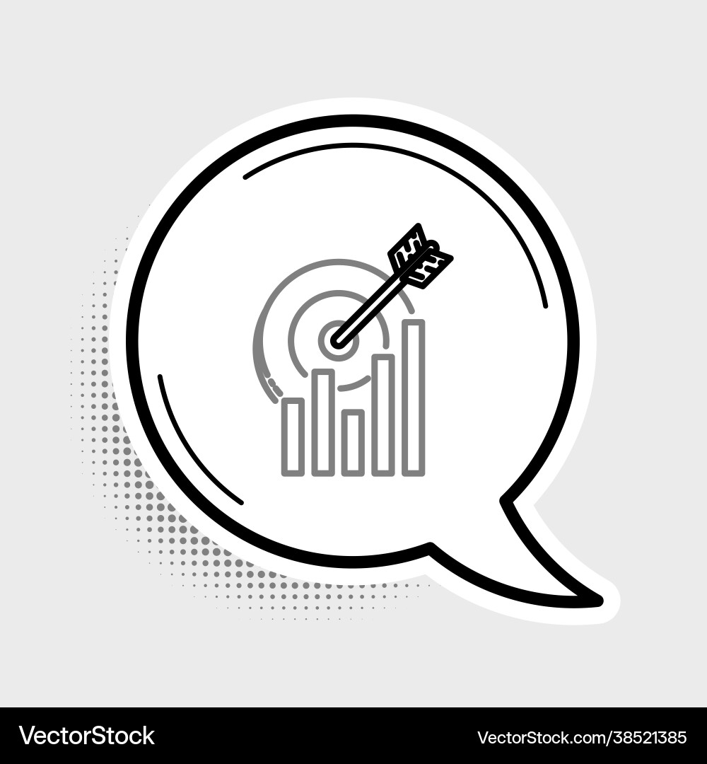 Line target with graph chart icon isolated on grey Line target with graph chart icon isolated on grey vector image