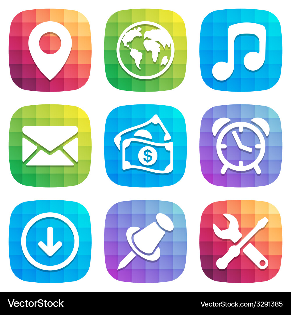 Modern Icon Set - App Elements Vector Image