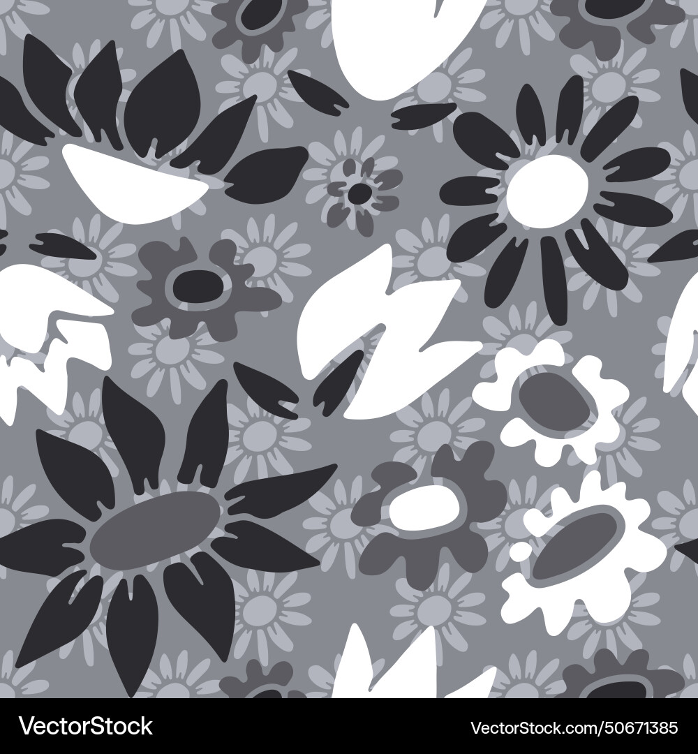 Monochrome seamless pattern with abstract retro Vector Image
