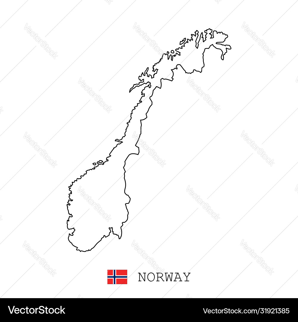 Norway map line linear thin simple Vector Image