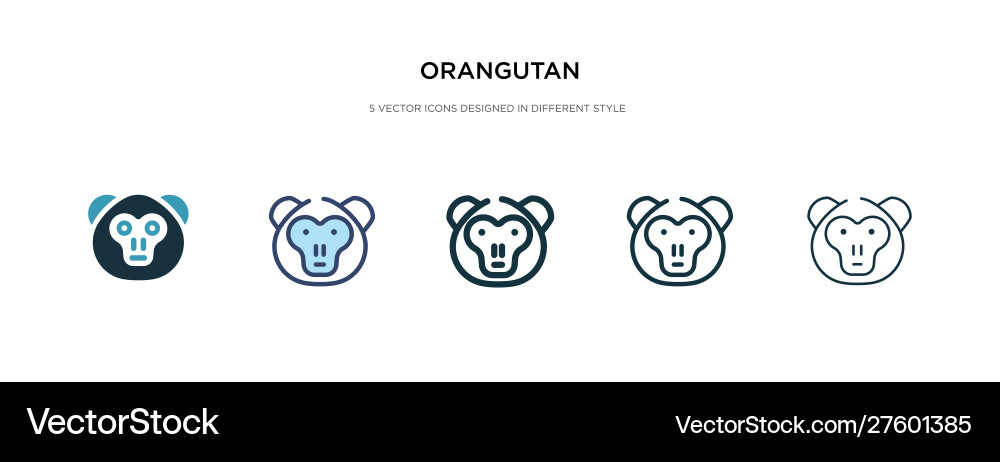 Orangutan icon in different style two colored vector image