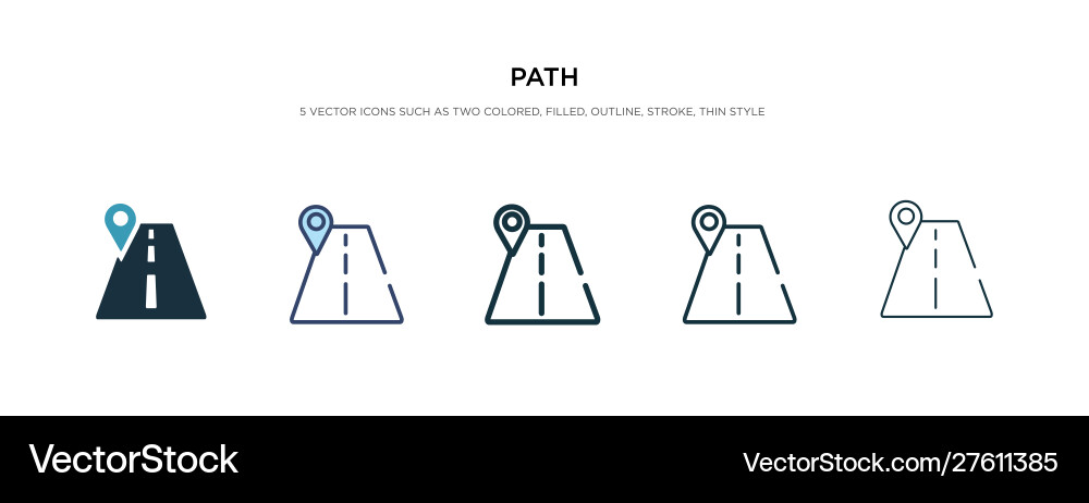 Path icon in different style two colored Path icon in different style two colored vector image
