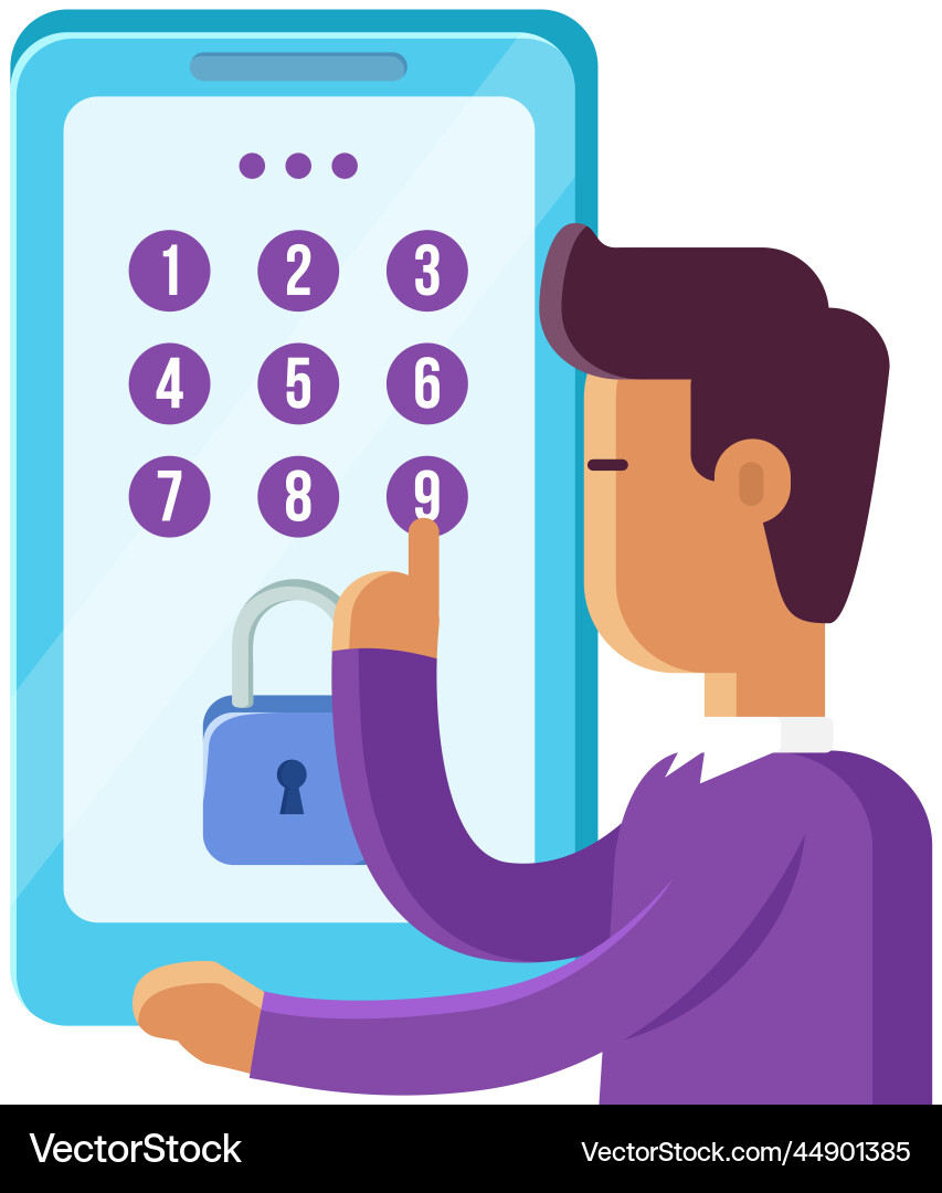 Phone locked notification button password field Phone locked notification button password field vector image