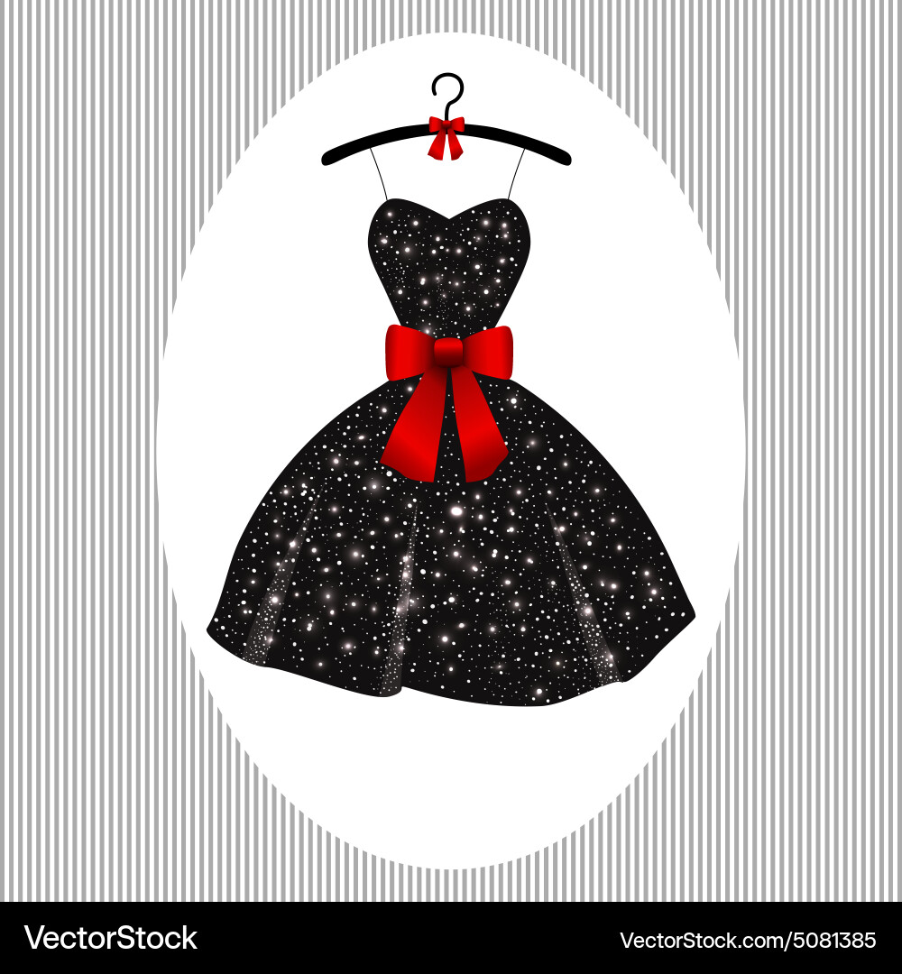Schwarzes Kleid mit Roter Schleife vektorbild