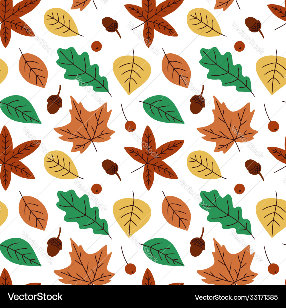 Seamless pattern with autumn leaves endless print Vector Image