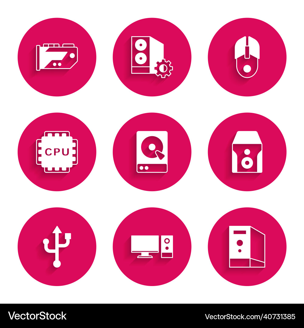 Set hard disk drive hdd computer monitor case Set hard disk drive hdd computer monitor case vector image