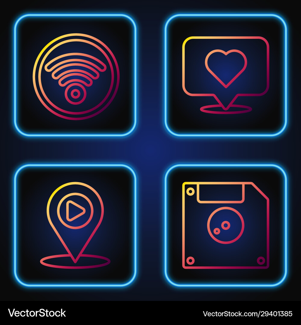 Set line floppy disk for computer data storage Vector Image