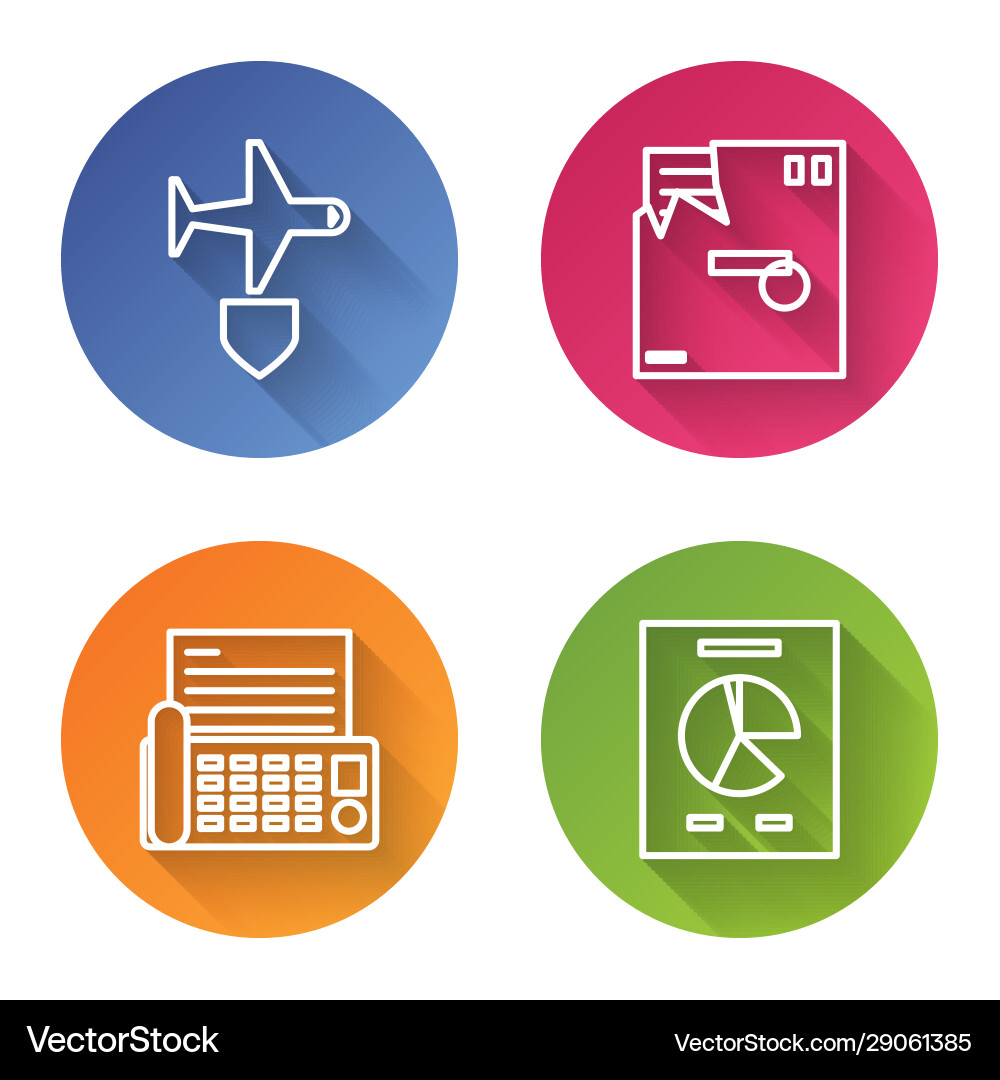 Set line plane with shield ordered envelope fax Set line plane with shield ordered envelope fax vector image