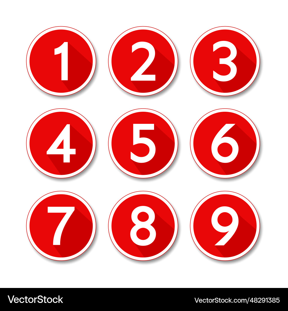 Set of buttons with numbers icon and number Set of buttons with numbers icon and number vector image