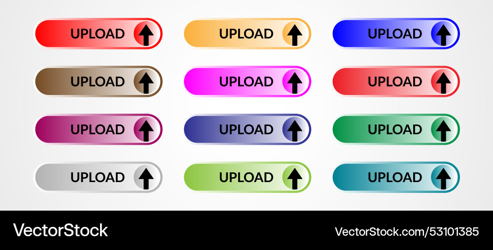Set of different color gradient upload button vect vector image