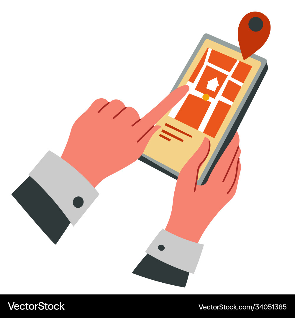 Smartphone screen with map and pointer navigation Smartphone screen with map and pointer navigation vector image