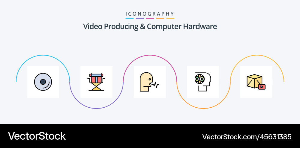 Video producing and computer hardware line filled Vector Image