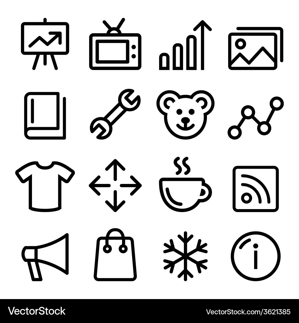 Web menu navigation line icons set - photo gallery Vector Image