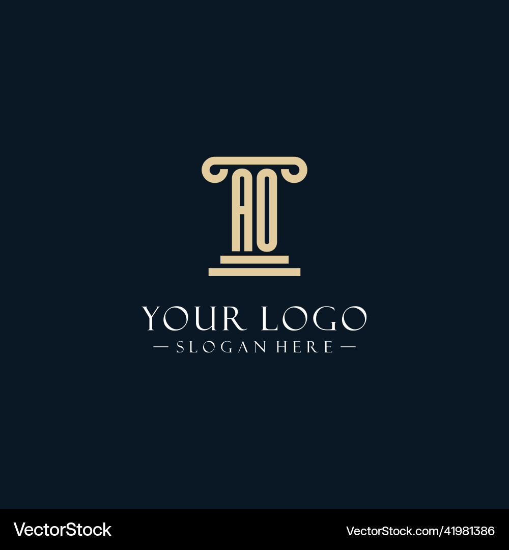 Ao initial monogram logos with pillar shapes style Ao initial monogram logos with pillar shapes style Vector Image