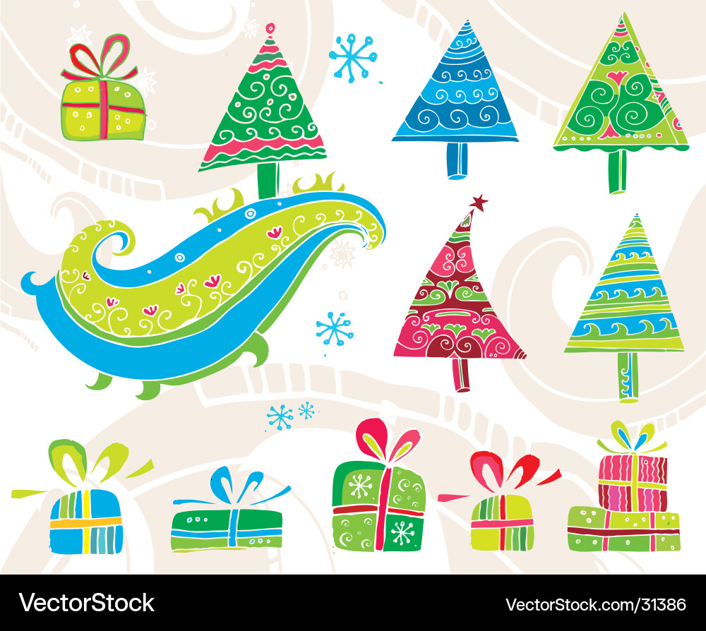 Christmas Tree Collection Royalty Free Vector Image