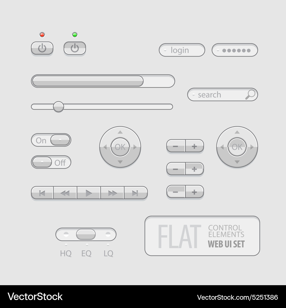 Flat web ui elements design gray Vector Image