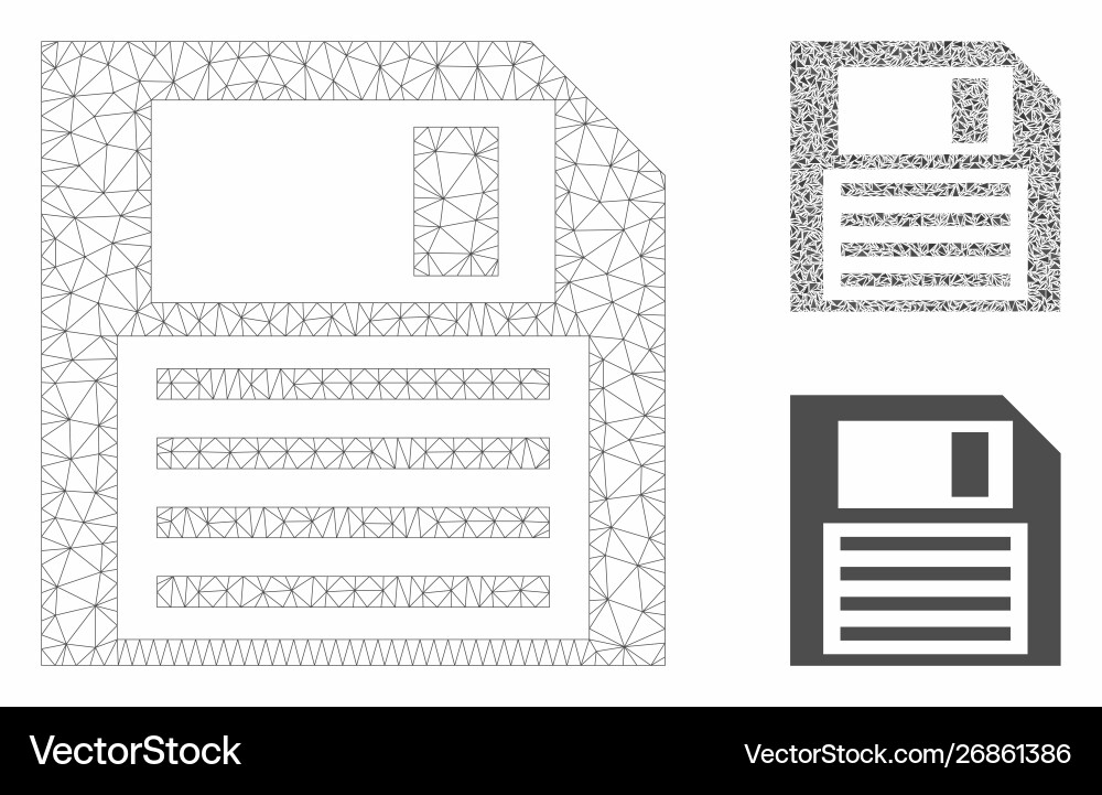 Floppy disk mesh 2d model and triangle Floppy disk mesh 2d model and triangle vector image