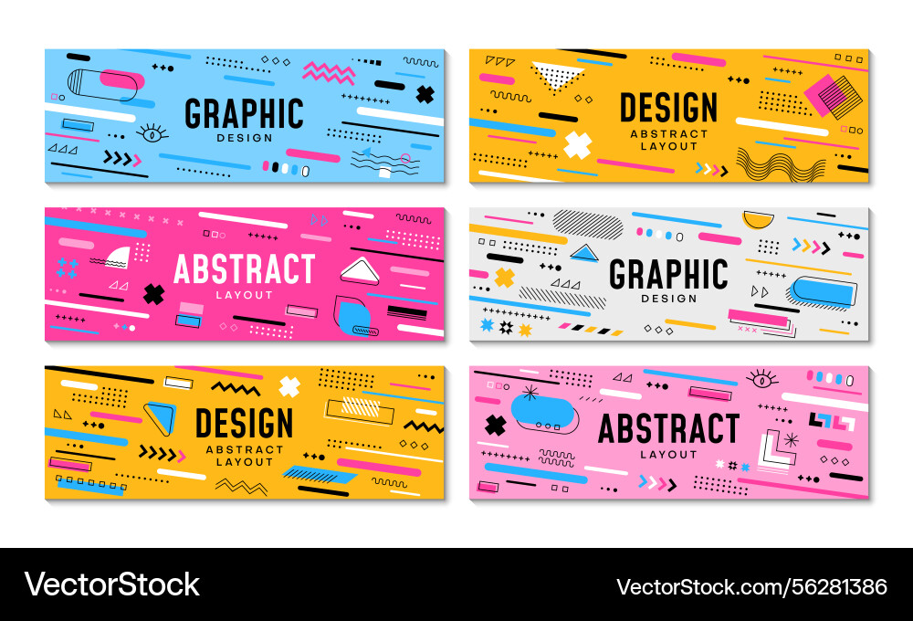 Geometric memphis banners abstrakte moderne Formen Geometric memphis banners abstrakte moderne Formen vektorbild