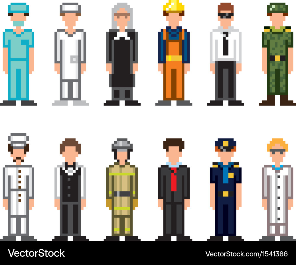 Icons professions pixel Royalty Free Vector Image