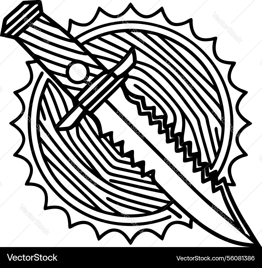 Intricate dagger outline with circular pattern vector image