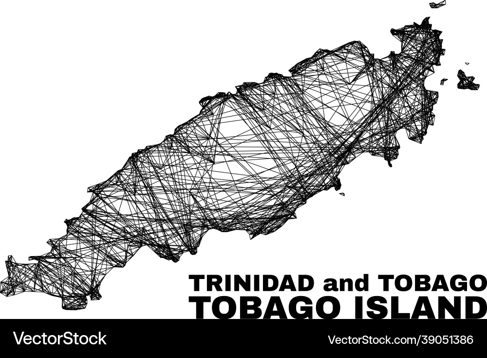 Linear irregular mesh tobago island map Linear irregular mesh tobago island map vector image