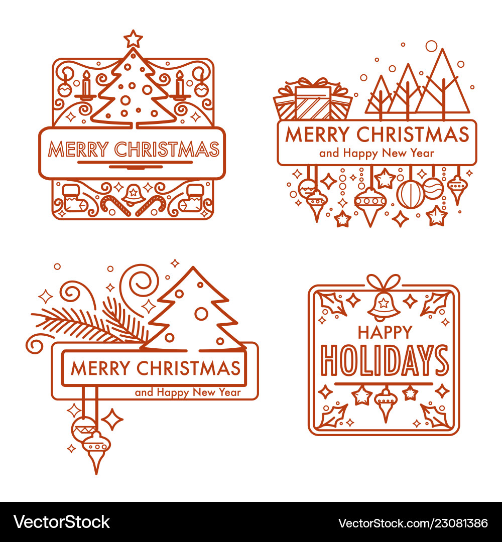 Merry christmas monochrome sketches with gifts Merry christmas monochrome sketches with gifts vector image
