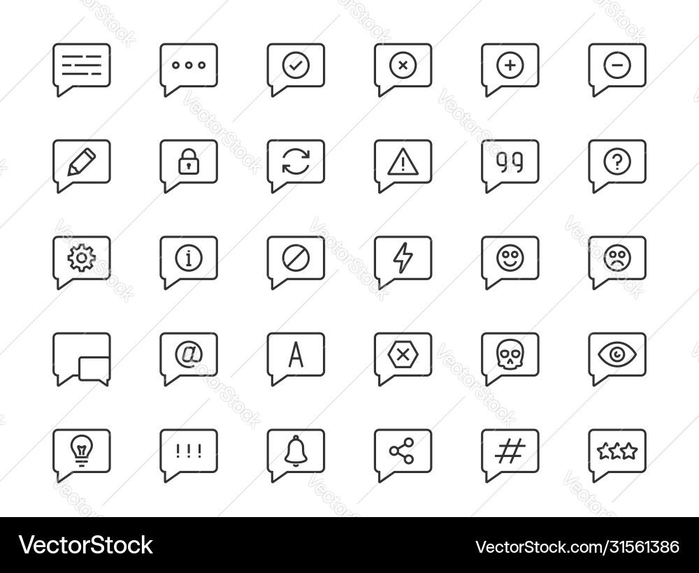 Message or notification icon set in thin line Message or notification icon set in thin line vector image