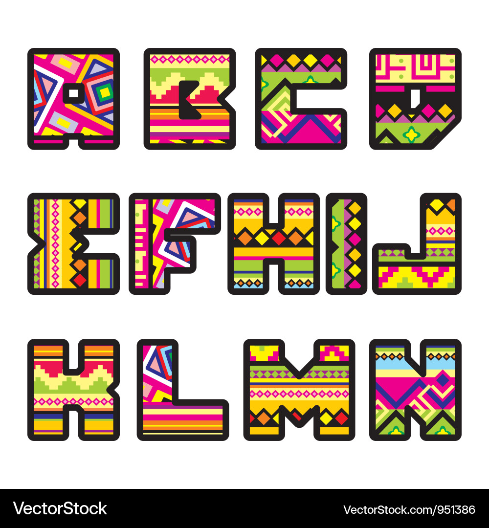 Mexican Aztec Letter Set Vector Image
