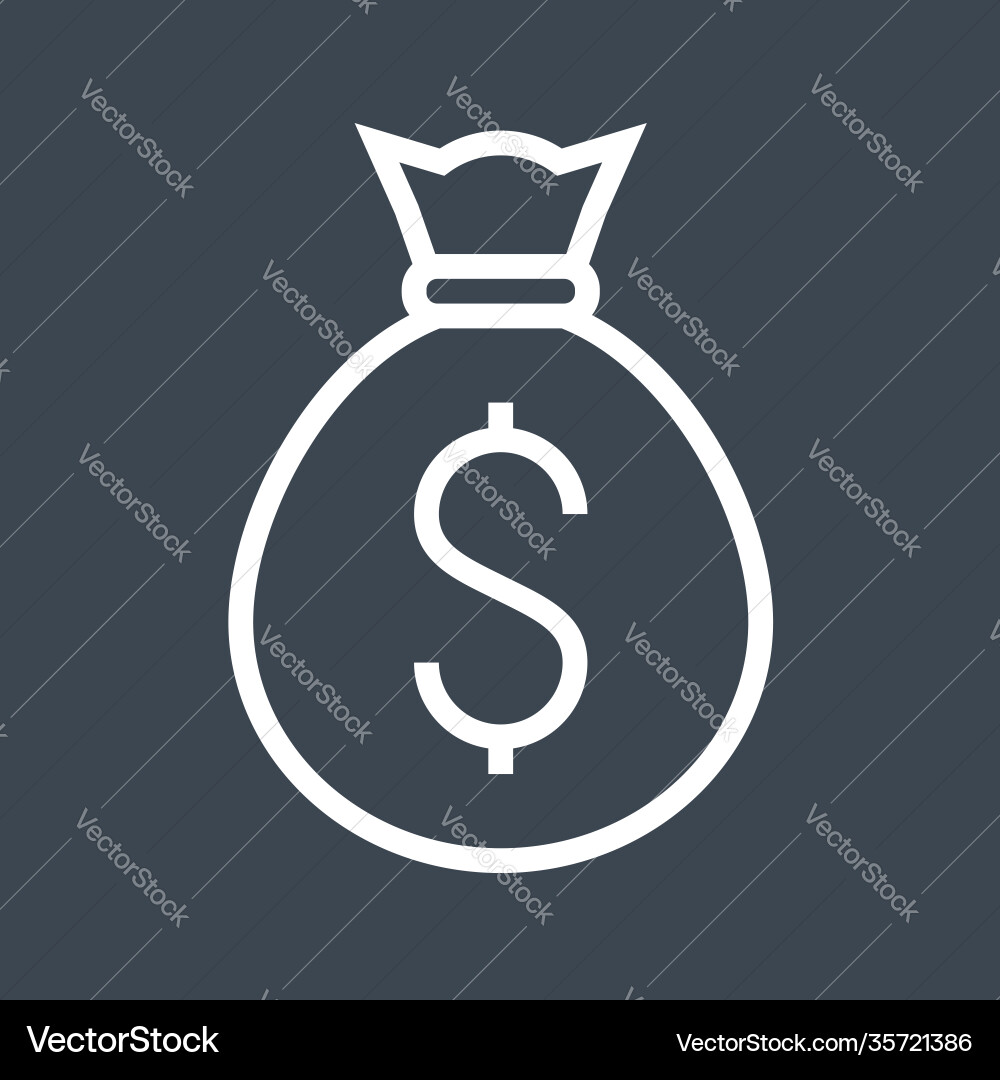 Money bag with dollar thin line icon Money bag with dollar thin line icon Vector Image