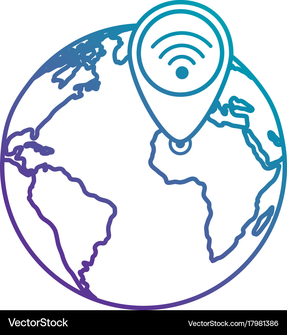 Planet with pointer location Vector Image