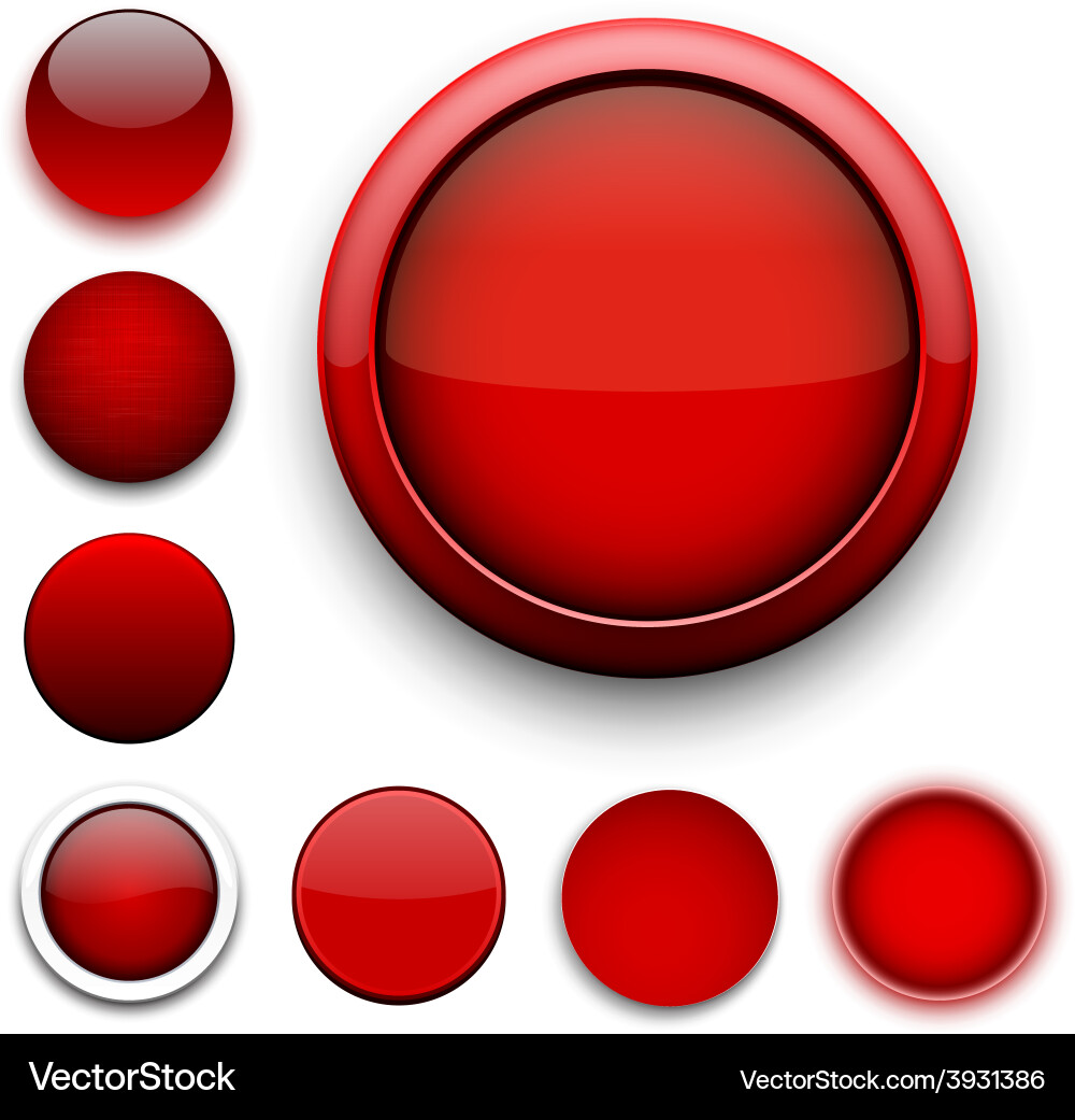 Red Round Buttons - Set of Icons vector image